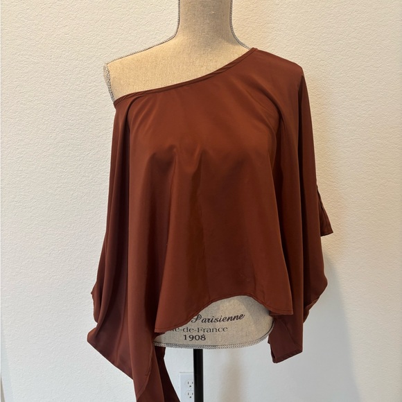 Mind Code Rust Cape Blouse - Picture 3 of 4